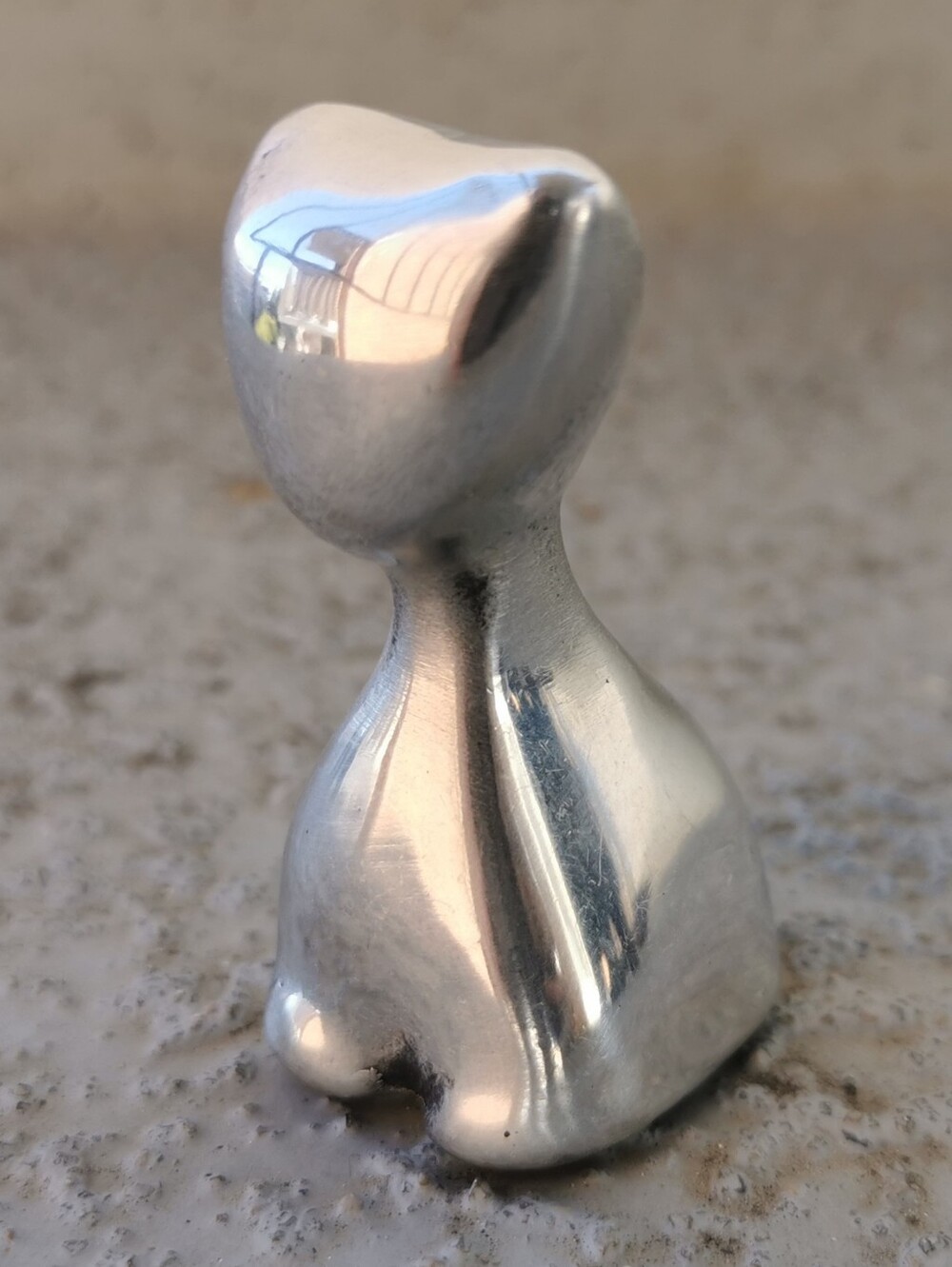 Vintage Hoselton Studio Canada Polished Aluminum Cat Figurine Modernist 2.5"